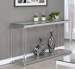 Adriana Chrome & Acrylic Sofa Table with Glass Top