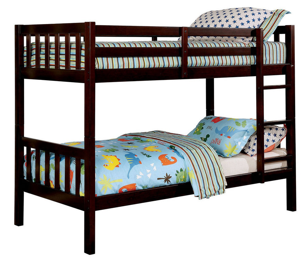 Emilie Dark Walnut Wood Twin/Twin Bunk Bed