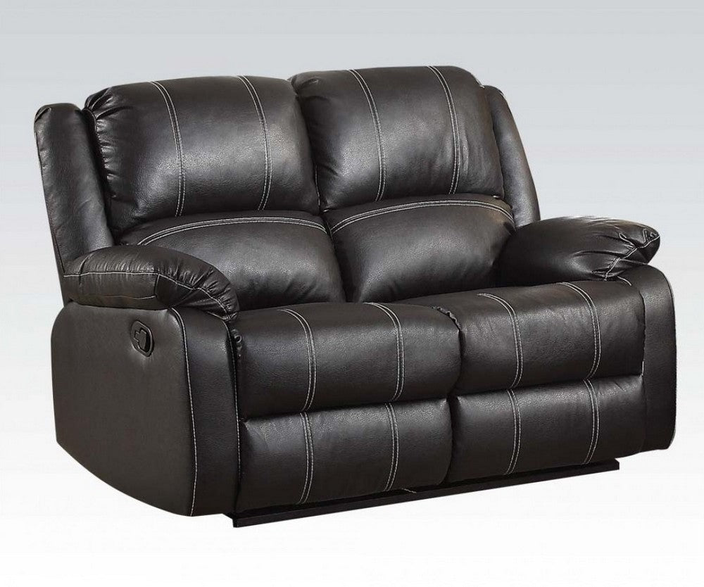 Zuriel Black PU Leather Manual Recliner Loveseat