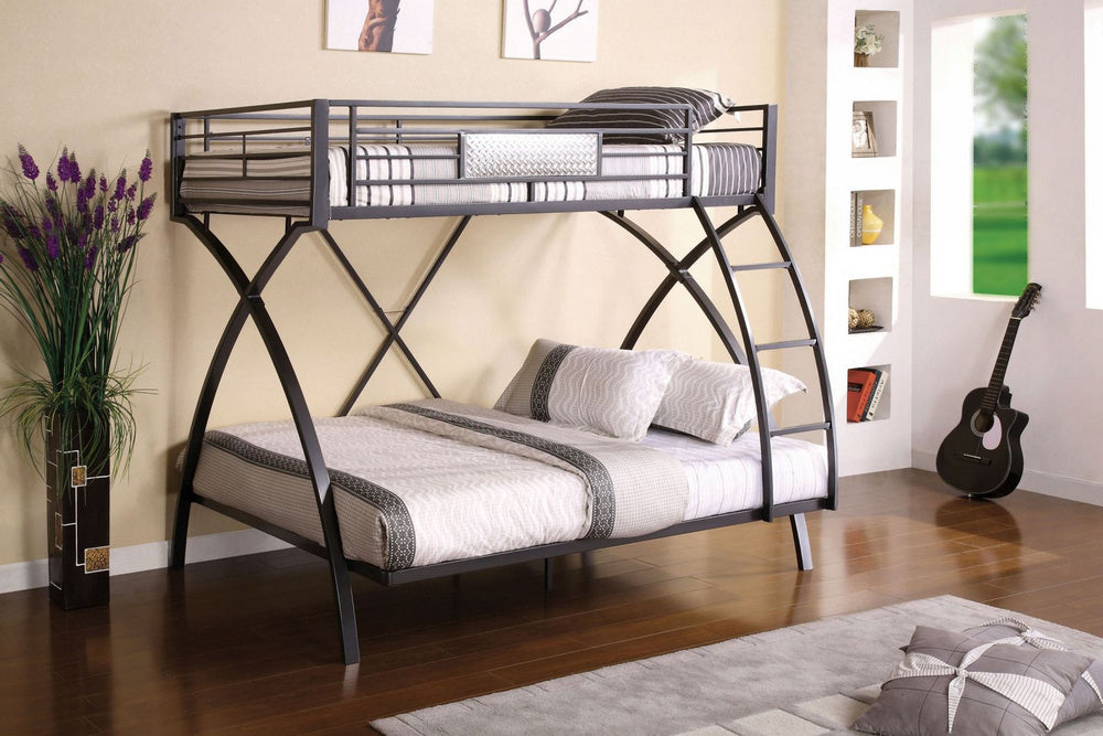 Apollo Gun Metal/Chrome Twin/Full Bunk Bed