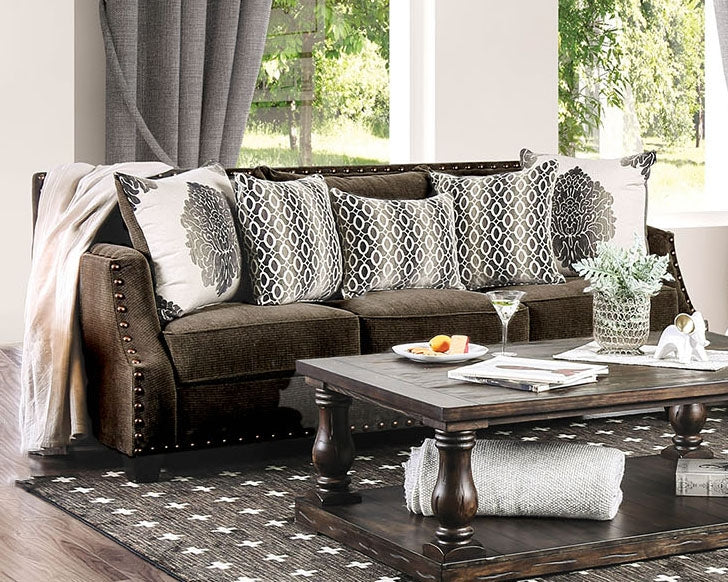 Cornelia Dark Brown Chenille Sofa