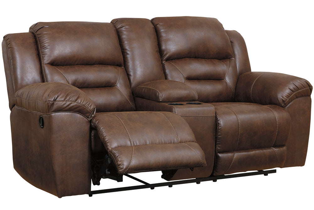 Stoneland Chocolate Faux Leather Manual Recliner Loveseat