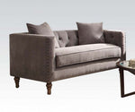 Sidonia Gray Velvet Loveseat with 2 Pillows