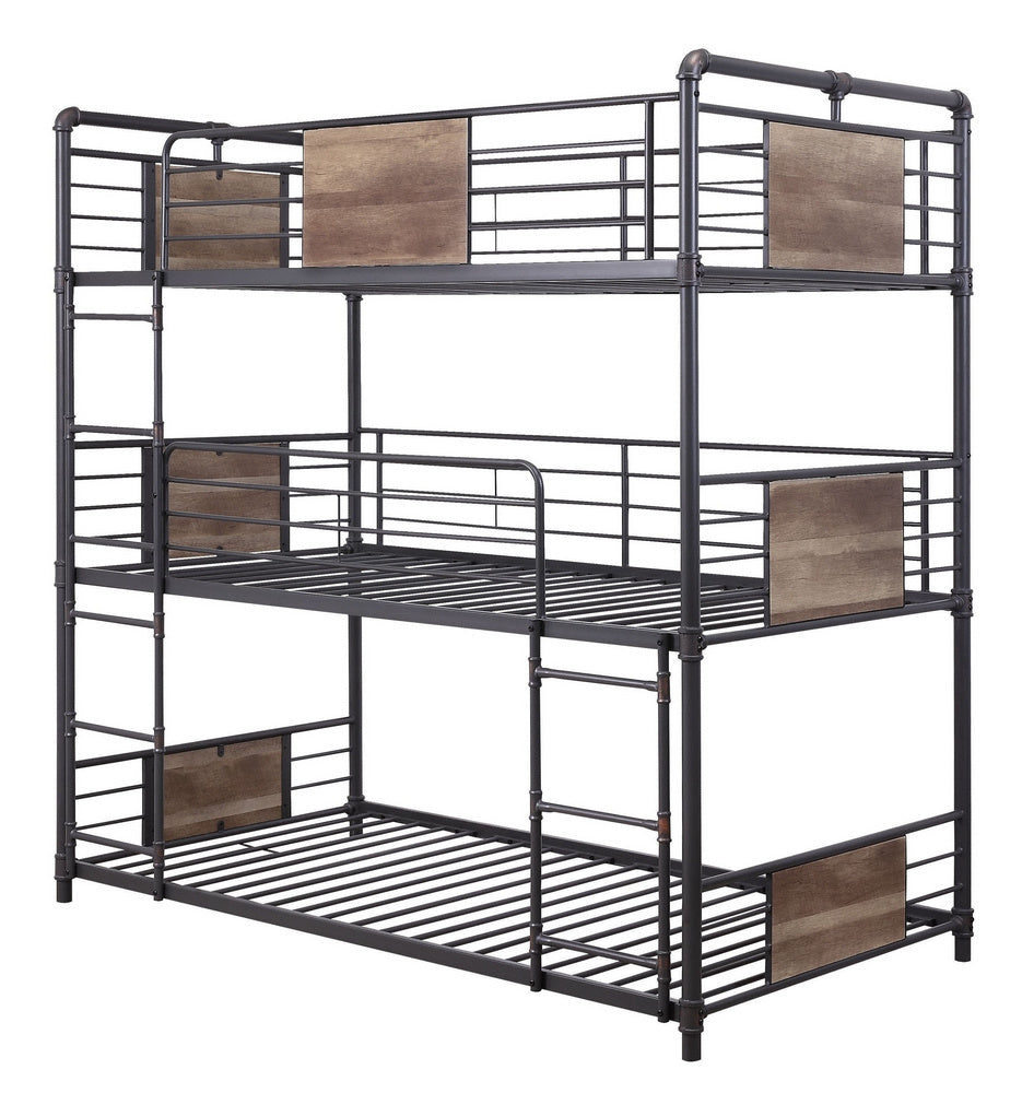 Brantley Sandy Black/Dark Bronze Triple Twin Bunk Bed