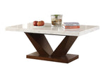 Forbes White/Walnut Marble/Wood Coffee Table