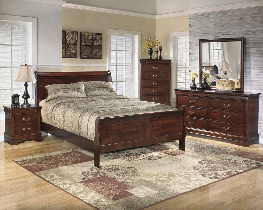 Alisdair 6-Pc Dark Brown Wood Queen Sleigh Bedroom Set