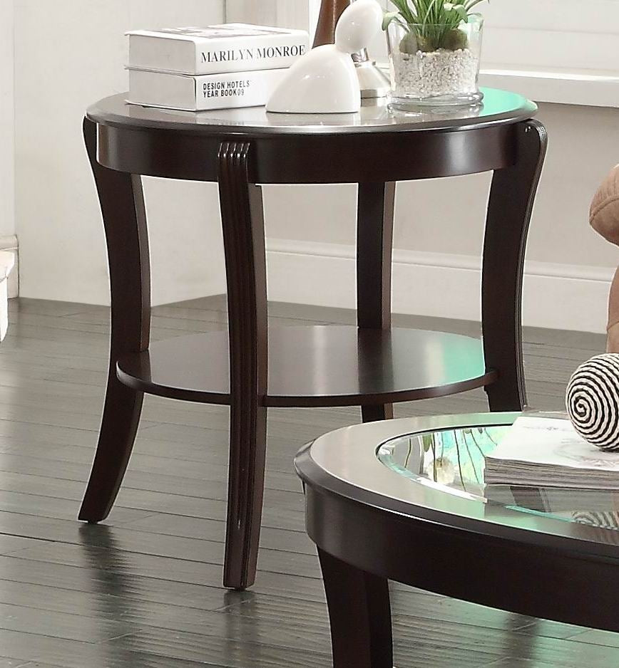 Pierre Brown Wood End Table with Glass Top