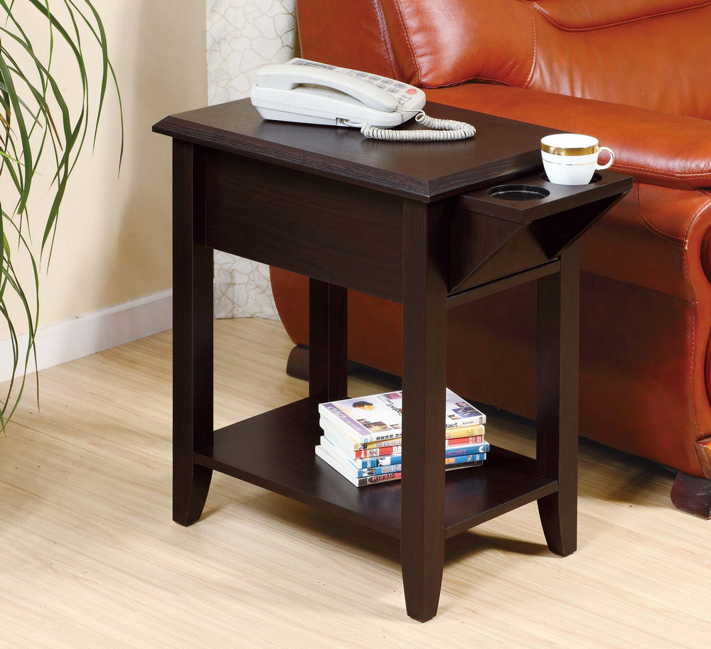 Raffaella Red Cocoa Side Table with Cup Holders