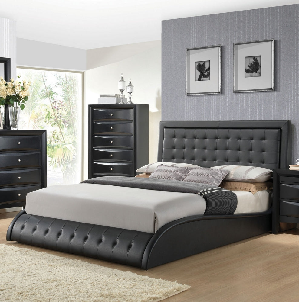 Tirrel Black PU Leather Queen Bed