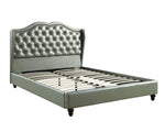 Runa Silver Faux Leather Full Bed with Tufted Headboard