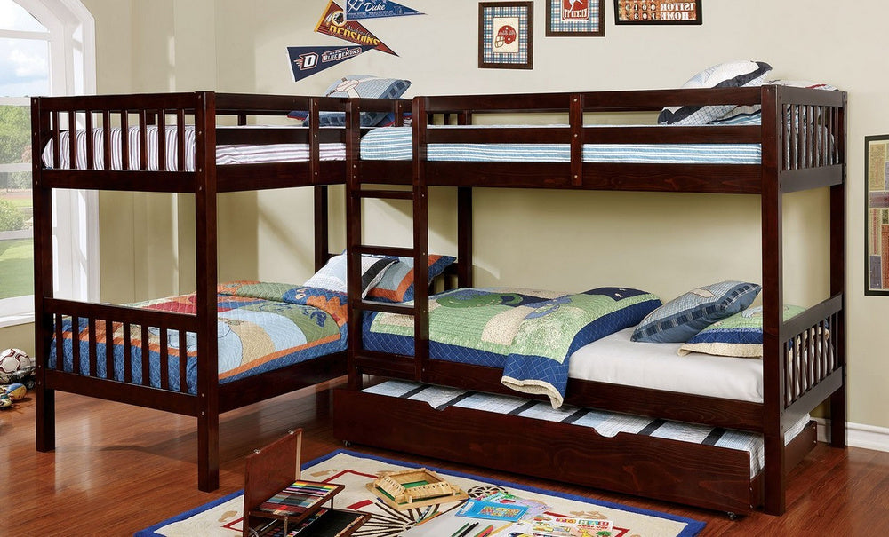 Marquette Quadruple Twin Bunk Bed with Trundle