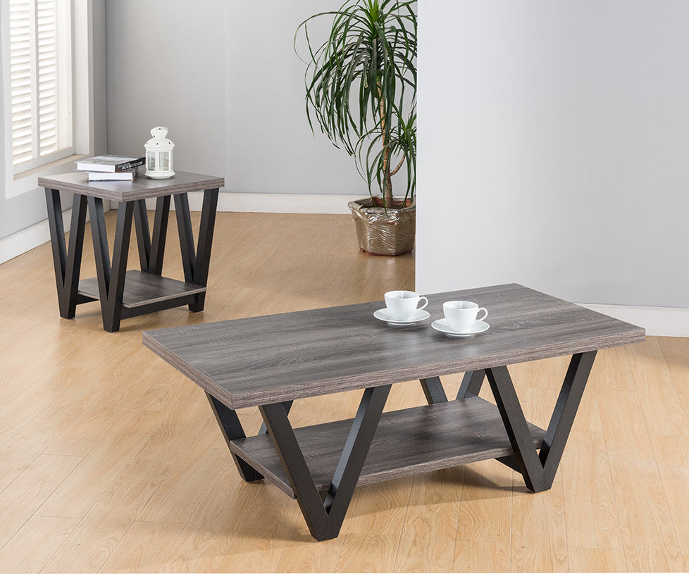 Gloria 2-Pc Distressed Grey Wood Table Set