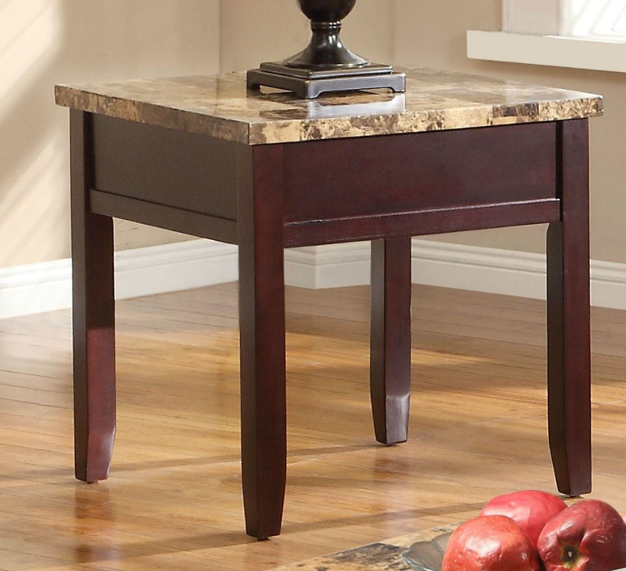 Orton Brown Wood End Table with Marble Top