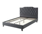 Brigida Blue Grey Polyfiber Full Bed with Tufted Headboard