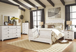 Willowton 6-Pc Whitewash Wood Queen Sleigh Bedroom Set