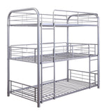 Cairo Silver Metal Three Layer Twin Bunk Bed