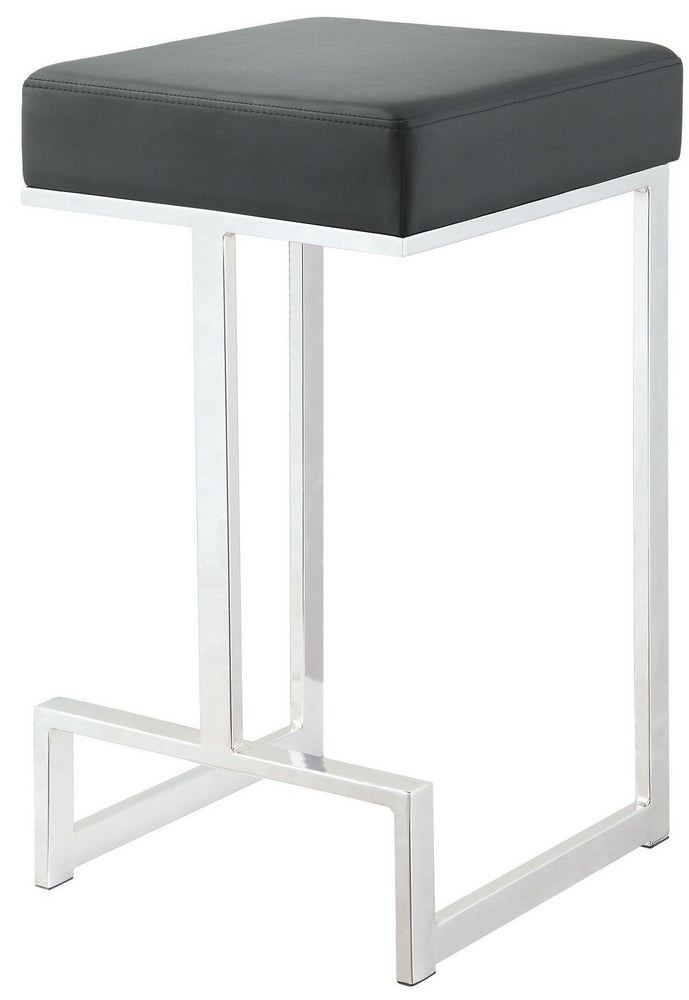 Judit Black Leatherette/Chrome Metal Counter Height Stool