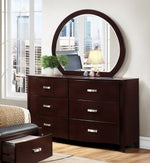 Lyric Dark Espresso Wood Dresser with Round Mirror