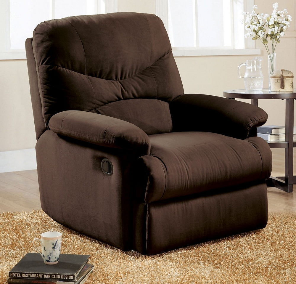 Arcadia Chocolate Microfiber Manual Glider Recliner