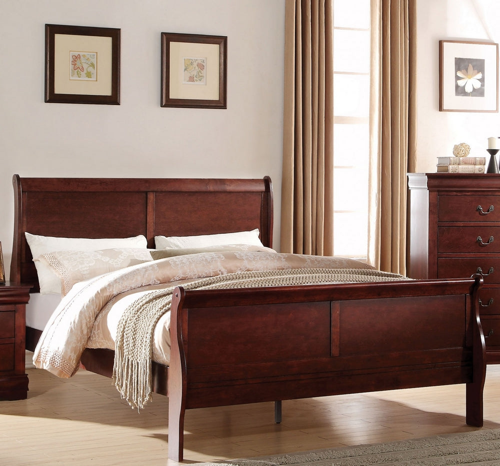 Louis Philippe Cherry Wood Queen Sleigh Bed