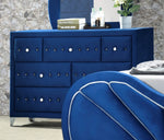 Dante Blue Velvet Upholstered 7-Drawer Dresser