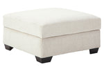 Cambri Snow Fabric Storage Ottoman with Built-In Tabletop