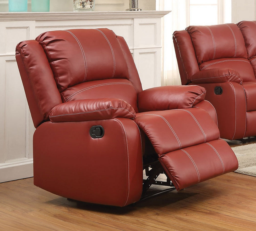 Zuriel Red PU Leather Manual Rocker Recliner