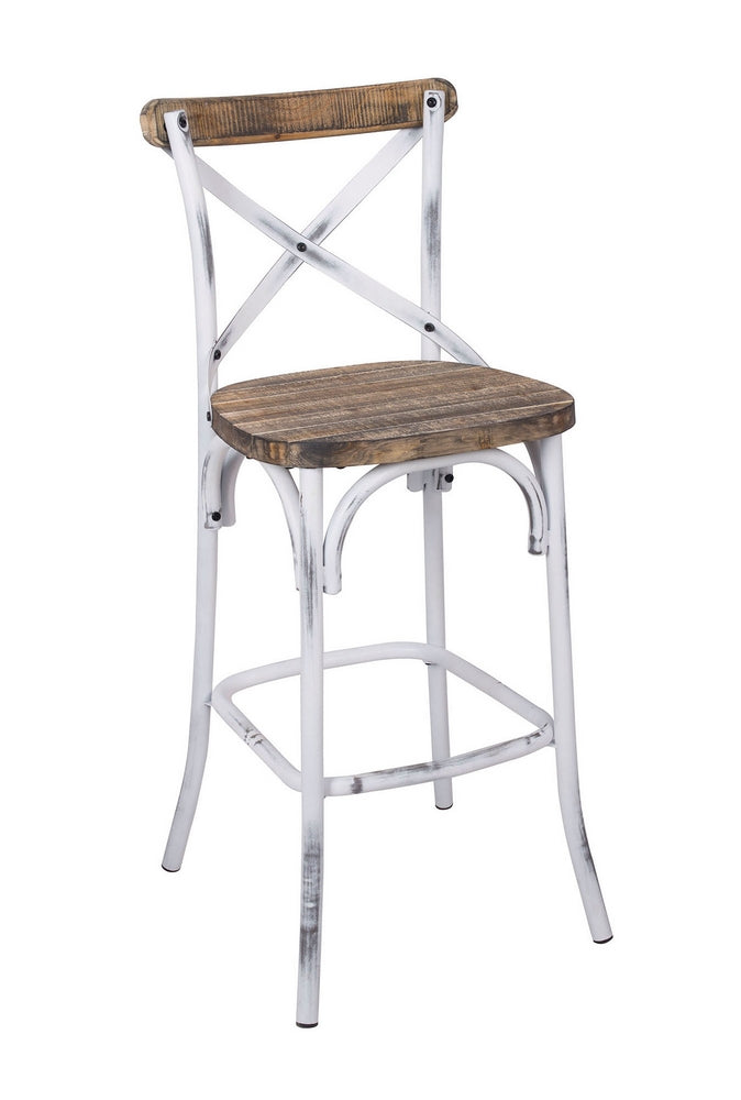 Zaire Walnut Wood/Antique White Steel Bar Chair