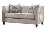 Cyndi Light Gray Fabric Button Tufted Loveseat