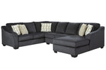 Eltmann 3-Pc Slate Chenille Fabric RAF Sectional Sofa (Oversized)