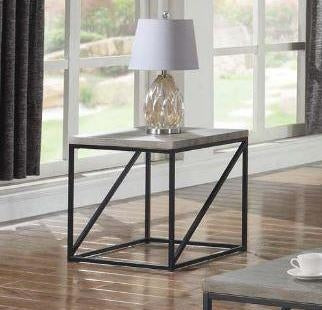 Vitateva Sonoma Grey Wood End Table with Metal Base