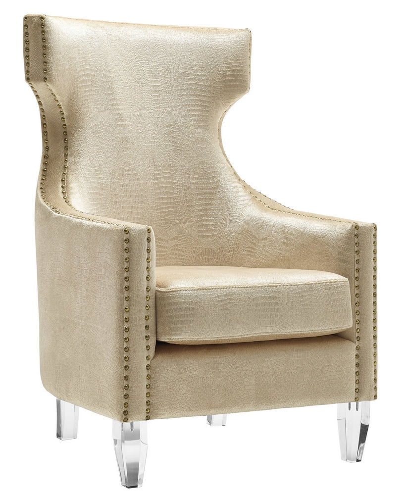 Gramercy Croc Patterned Gold Velvet Wing Chair