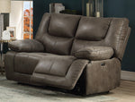 Harumi Gray Leather-Aire Power Recliner Loveseat