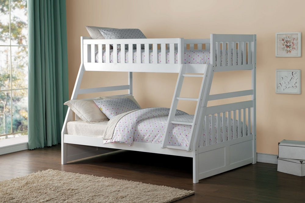 Galen White Wood Twin/Full Bunk Bed