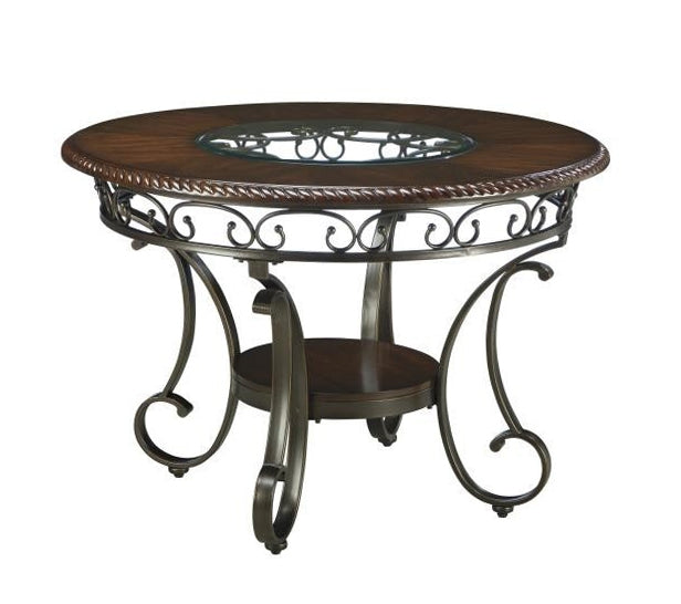 Glambrey Brown Wood/Dark Bronze-Tone Metal Dining Table