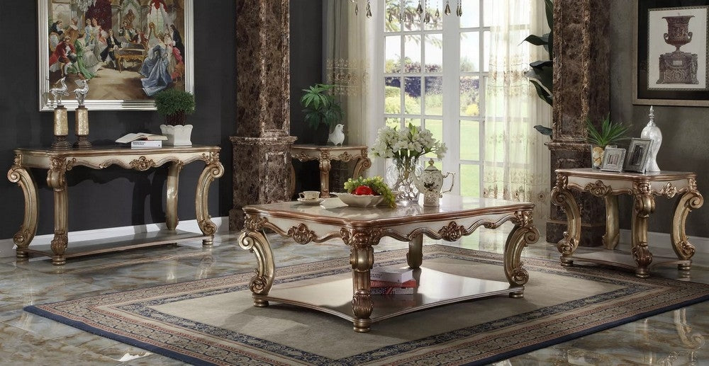 Vendome 3-Pc Gold Patina Wood Occasional Table Set