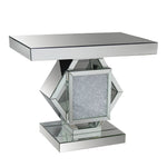 Nowles Glass Console Table with Geometric Base & Acrylic Insert