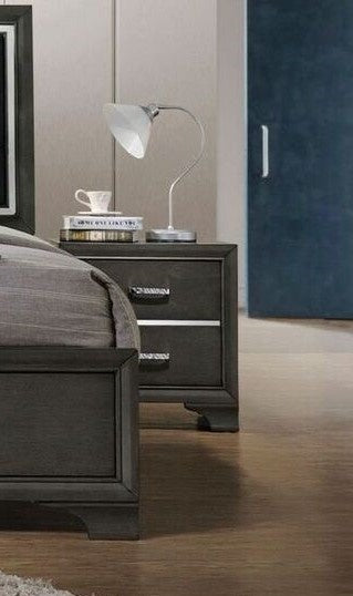 Carine Gray Wood 2-Drawer Nightstand