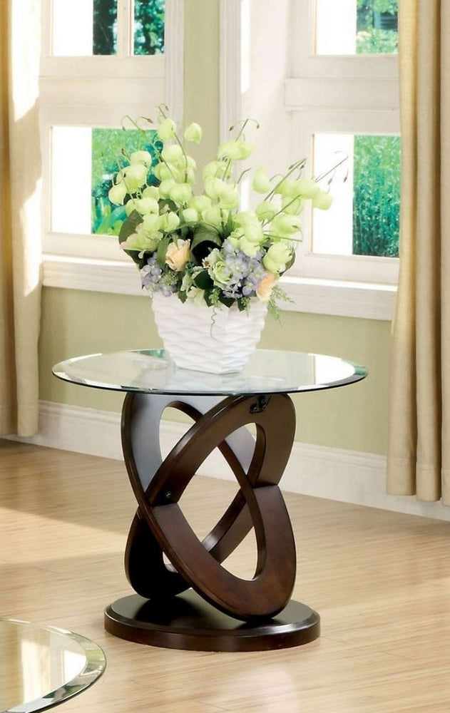 Atwood II Dark Walnut Glass/Wood End Table