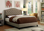 Carly Warm Gray Linen-Like Fabric Cal King Bed