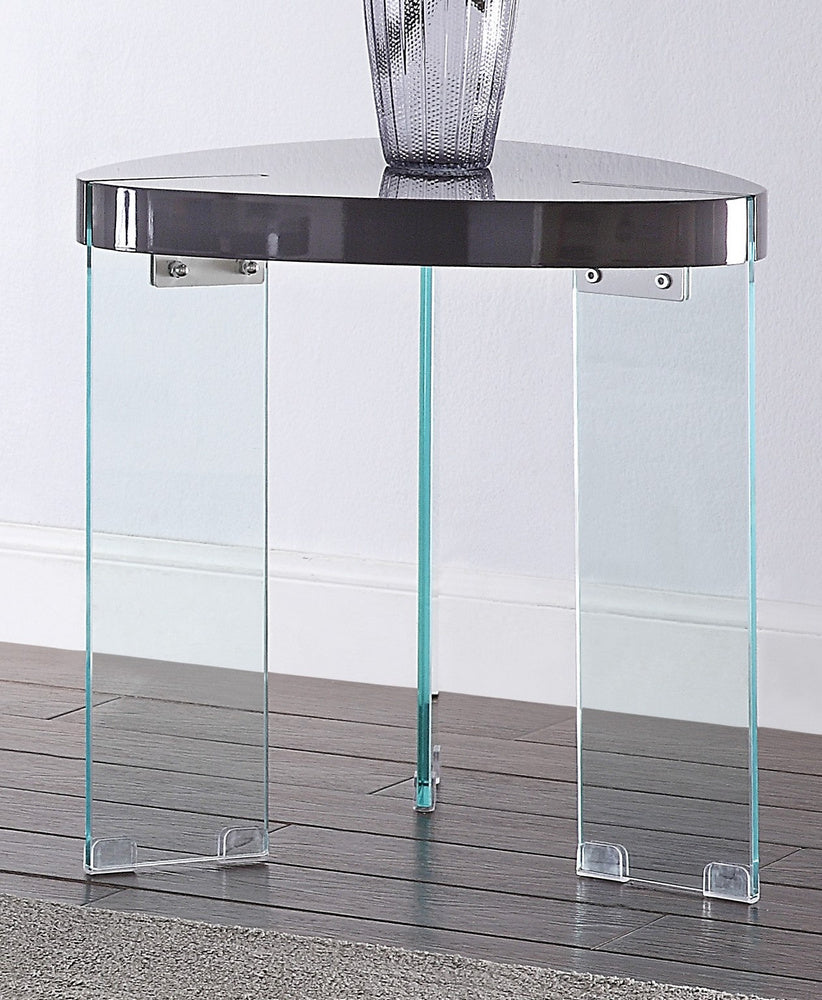 Noland Gray High Gloss Wood/Clear Glass End Table