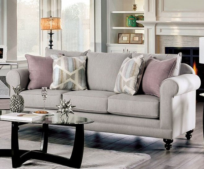 Kacey Light Gray/Powder Blue Chenille Sofa