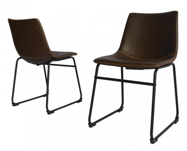 Nicol 2 Coffee Faux Leather Side Chairs