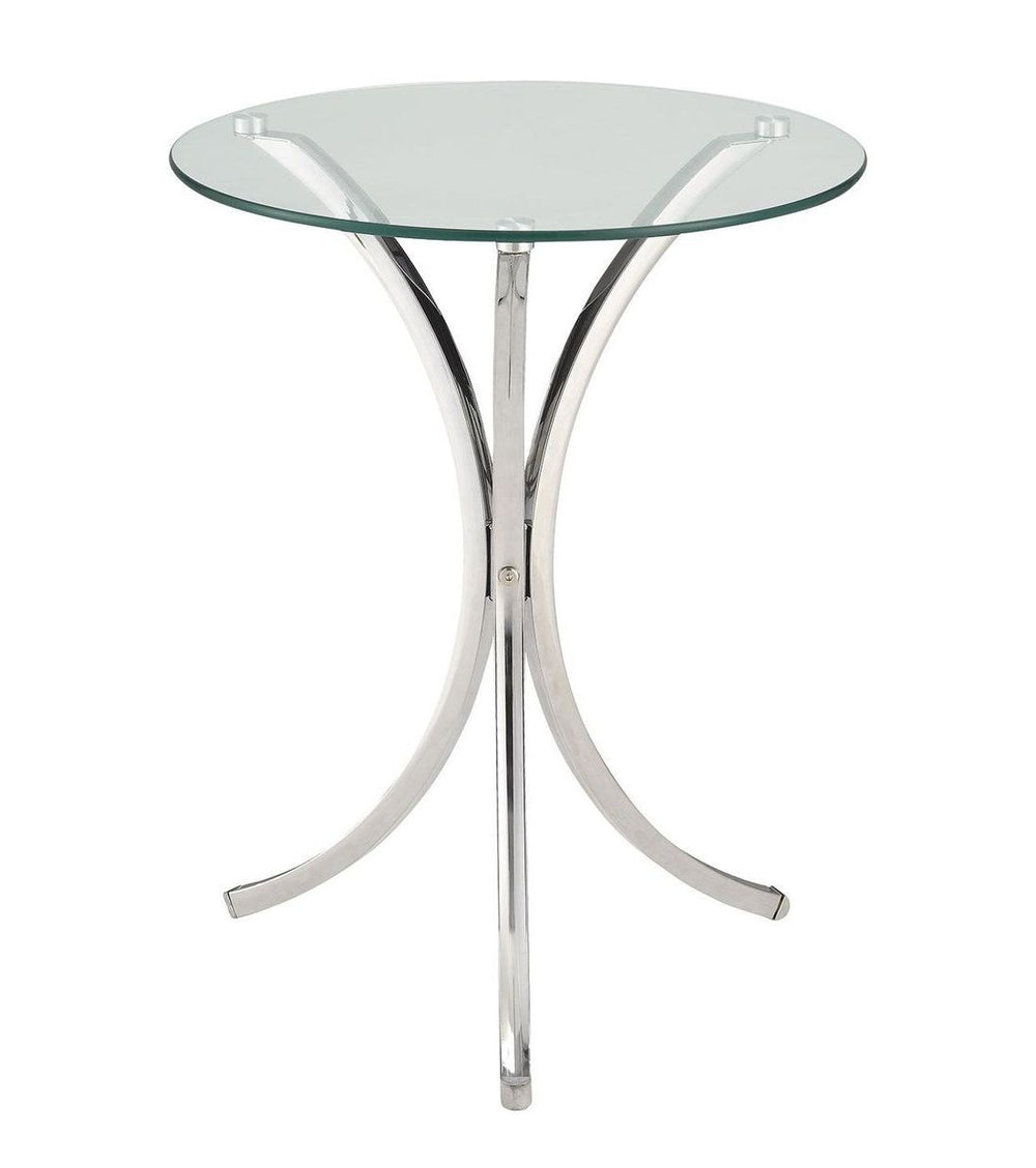 Anastas Chrome Metal Snack Table with Glass Top