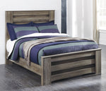 Zelen Warm Gray Wood Full Panel Bed