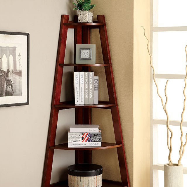 Lyss Cherry Wood Ladder Shelf 5-Tier