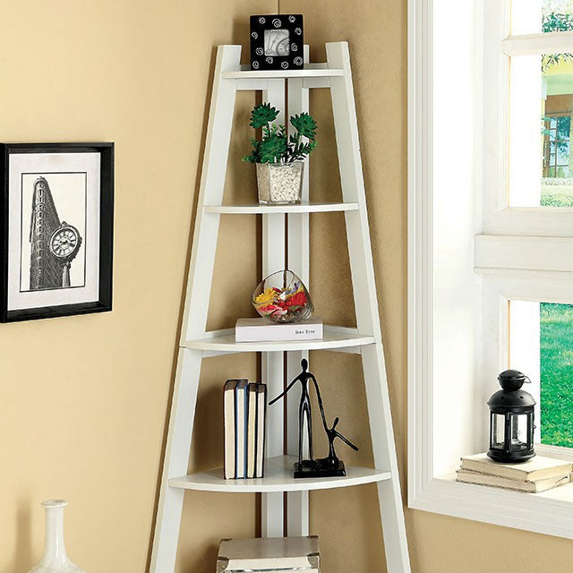 Lyss White Wood Ladder Shelf 5-Tier