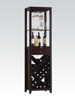 Casey Wenge Wood Wine Cabinet with Criss-Crossed Shelves