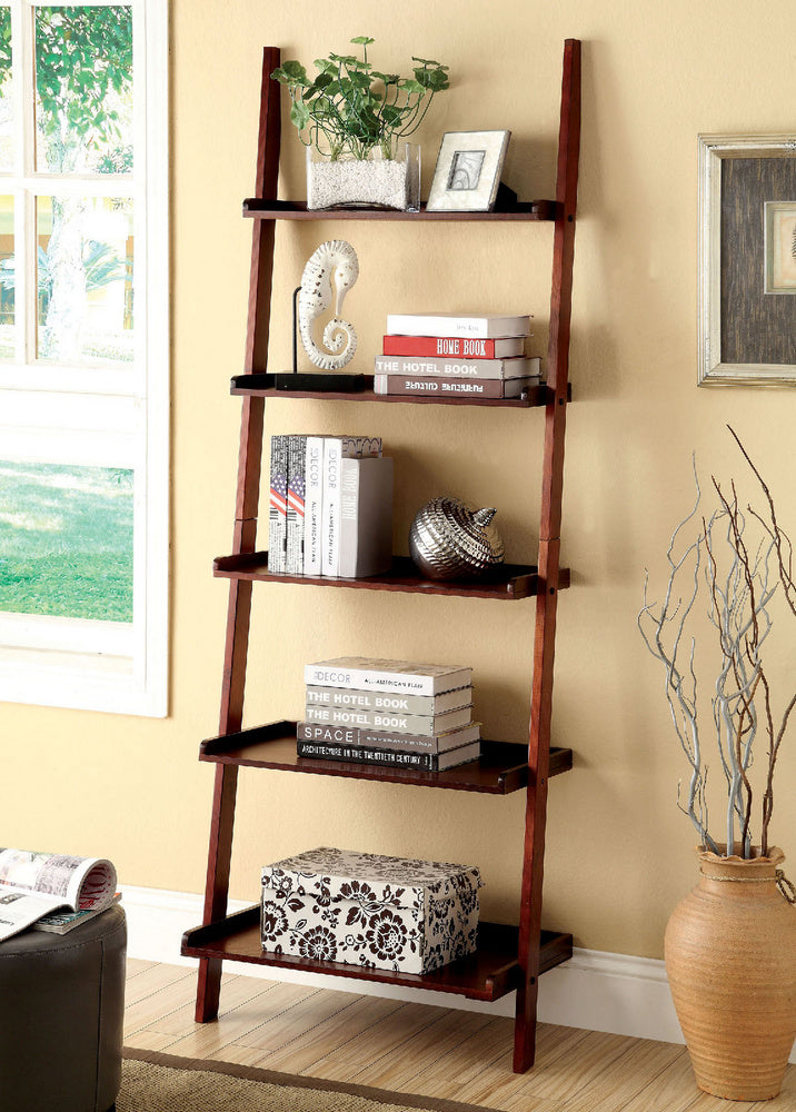 Sion Cherry Wood Ladder Shelf 5-Tier