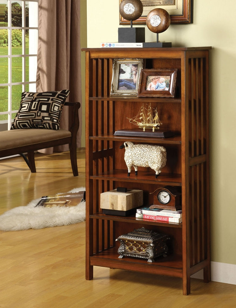 Valencia I Antique Oak Wood Media Shelf